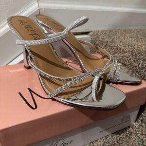 Wild Pair Shimmering Silver Strappy Heels